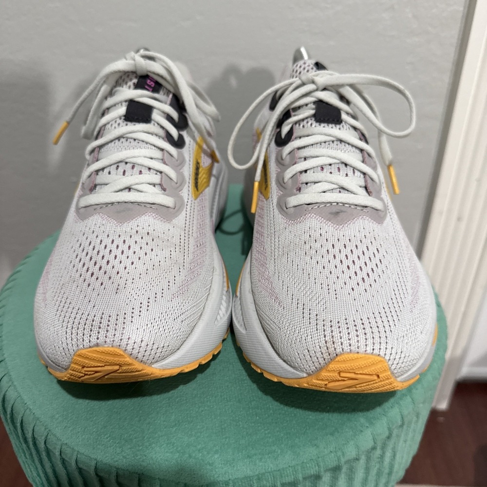 Brooks Ghost 17 Womens Gray Yellow Running Shoes Sneakers 1204311D070